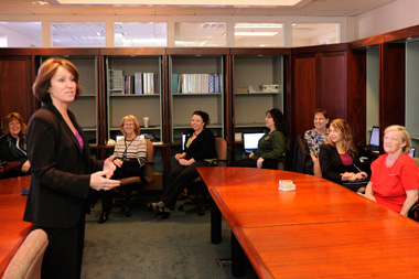 woman presenting to a group