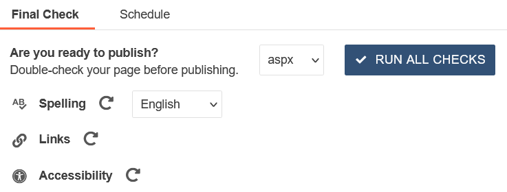 Screenshot of Accessibility button on publish page action