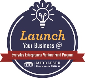 Everyday Entrepreneur Venture Fund Logo, lightbulb with name of fund and "Launch at MCC"