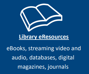 Library eResources eBooks, streaming video and audio, databases, digital magazines, journals