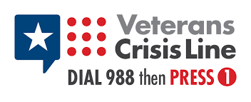 Veterans Crisis Line logo with phone number